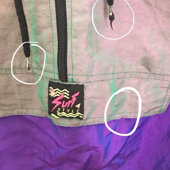 Vintage surf style windbreaker - Purple/Iridescent - Picture 3 of 3